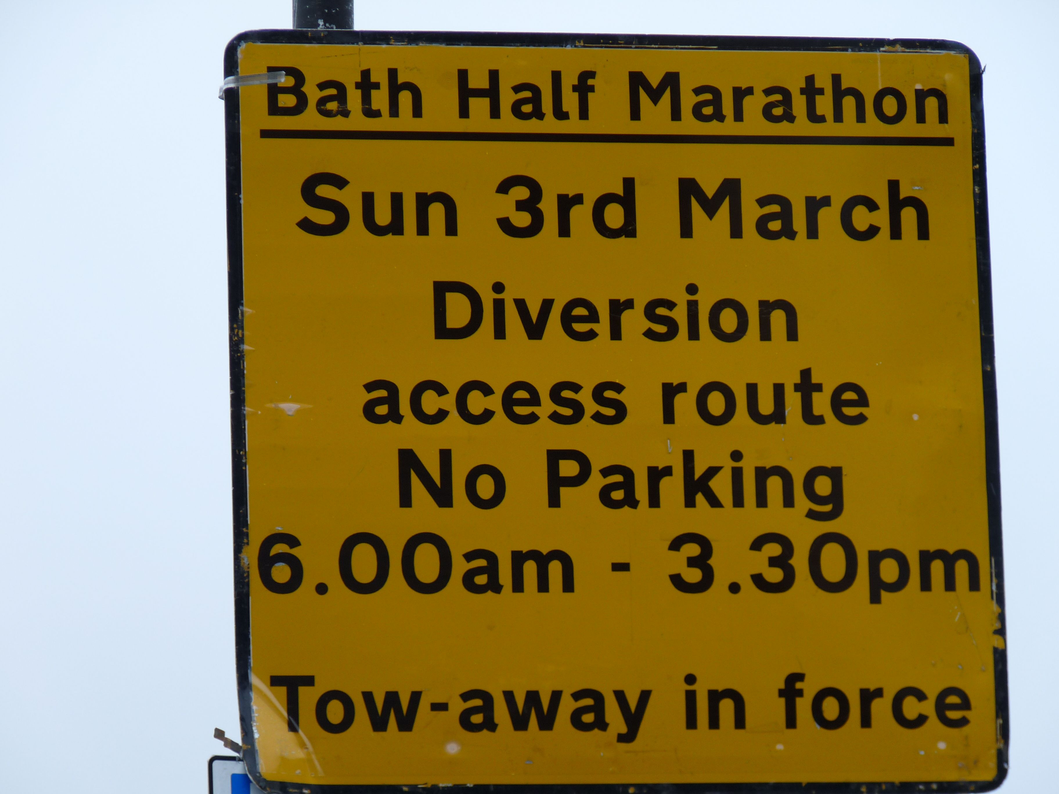 Bath Half Marathon No Parking signs